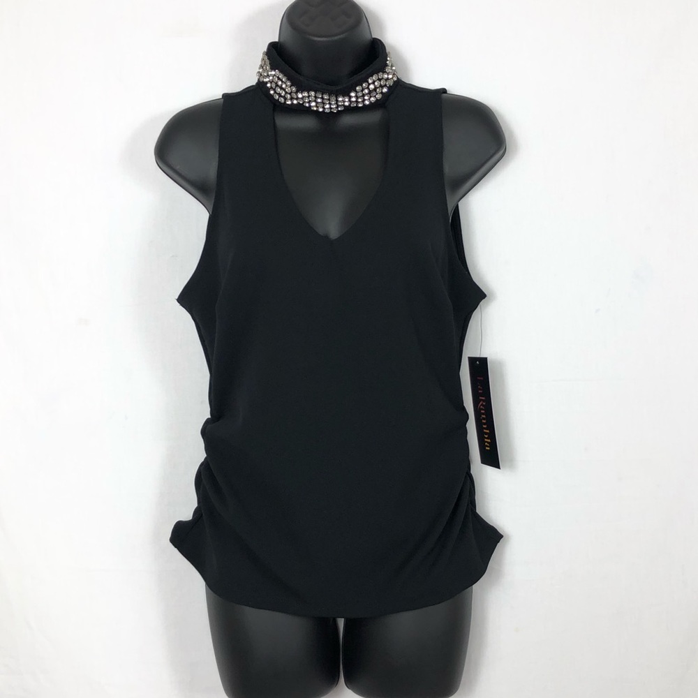 La Rambla Jeweled Neck Sleeveless Top